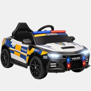 AIYAPLAY Carro Elétrico Infantil Modelo Policial 12V com Comando a Distância 2,4 Luzes Sirene Música USB e Suspensão 96x60x45 cm Multicor