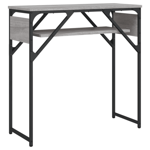 Mesa Consola - Mesa De Entrada c prateleira derivados de madeira cinzento sonoma