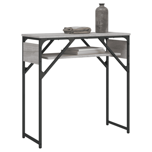 Mesa Consola - Mesa De Entrada c prateleira derivados de madeira cinzento sonoma