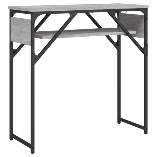 Mesa Consola - Mesa De Entrada c prateleira derivados de madeira cinzento sonoma