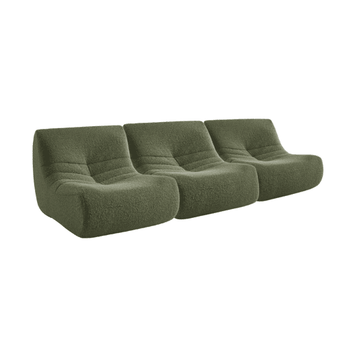 Sofá modular em tecido efeito alpaca de 3 lugares, Sokol alpaca, Verde caqui, 105x91x72 cm
