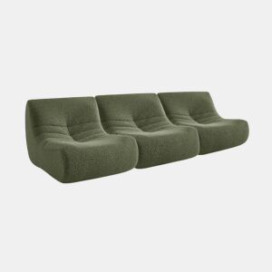 Sofá modular em tecido efeito alpaca de 3 lugares, Sokol alpaca, Verde caqui, 105x91x72 cm