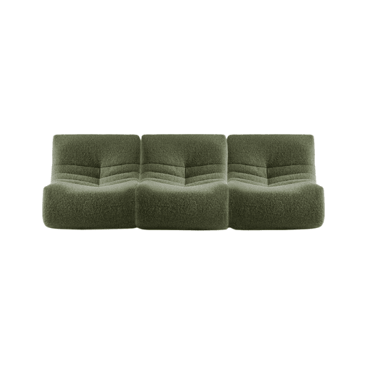 Sofá modular em tecido efeito alpaca de 3 lugares, Sokol alpaca, Verde caqui, 105x91x72 cm
