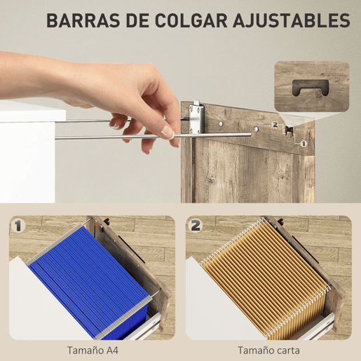 HOMCOM Arquivador de Escritório com 4 Gavetas Bloco de Gavetas para Secretária com Fecho e 2 Chaves Barras para Pendurar A4 Carta Arquivador Móvel para Estudo 39,4x40x129 cm Branco e Madeira