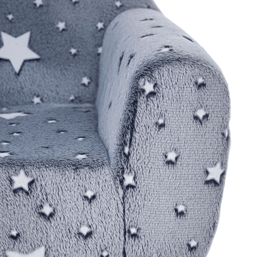 AIYAPLAY Poltrona para Crianças com Desenho de Estrelas que Brilham no Escuro Sofá para Crianças de 18-36 Meses Tecido Suave de Veludo Apoios de Braços Carga 45 kg 55x40x55 cm Cinzento