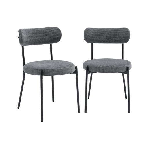 Cadeiras de metal e tecido, set de 2, Livia, Cinza, 47x49x76.5 cm