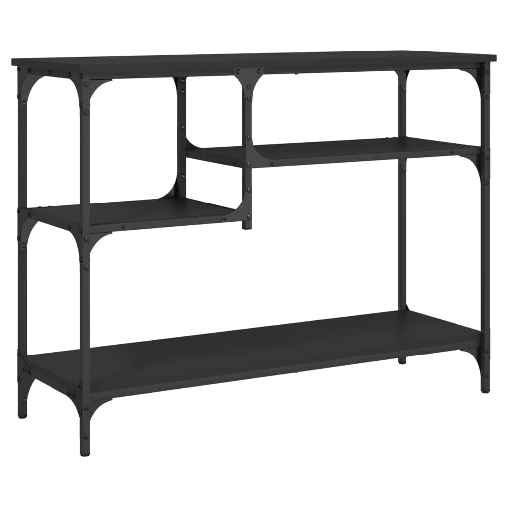 Mesa consola - mesa de entrada con estantes negro 100x35x75 cm