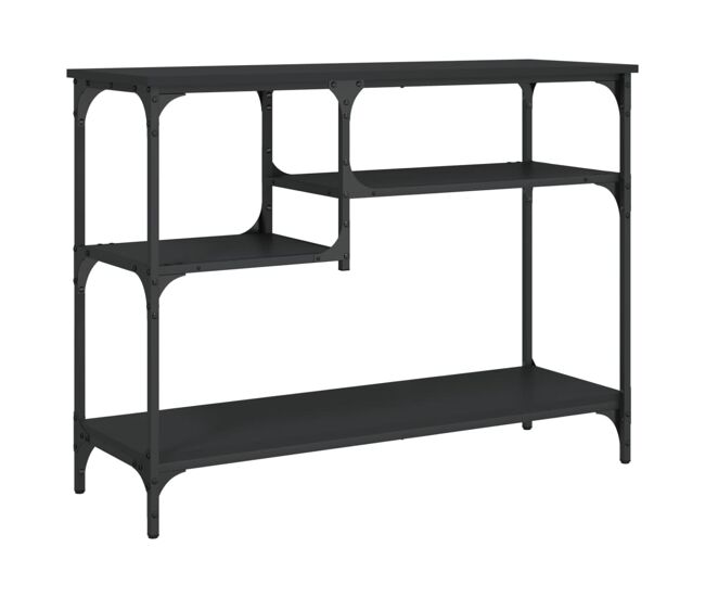 Mesa consola - mesa de entrada con estantes negro 100x35x75 cm