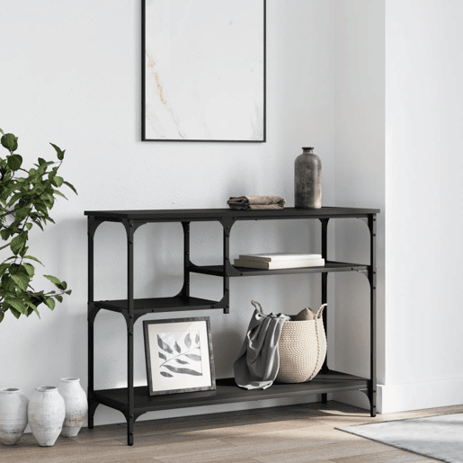 Mesa Consola - Mesa De Entrada c prateleiras 100x35x75 cm preto