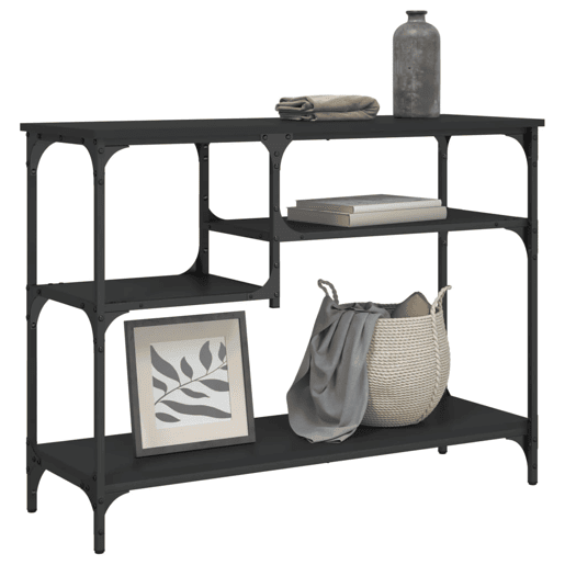 Mesa Consola - Mesa De Entrada c prateleiras 100x35x75 cm preto