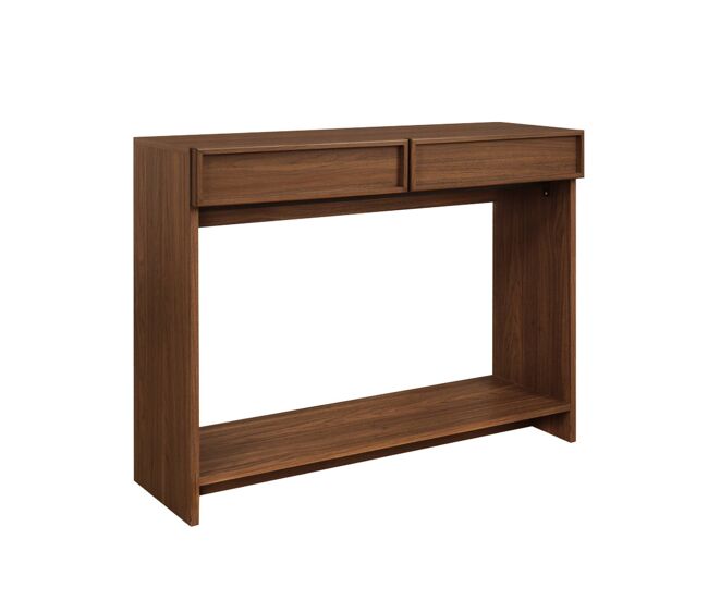 Consola efecto madera con 2 cajones y estante, 100cm, kuba, nogal, 100x33x78 cm