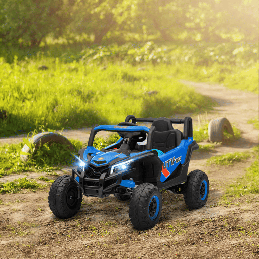 AIYAPLAY Carro Elétrico para Crianças 12V UTV com 2 Motores Controlo Remoto 2,4G Velocidade até 7 kmh Sistema de Suspensão Faróis USB para Crianças acima de 3 Anos 96x61x56 cm Azul