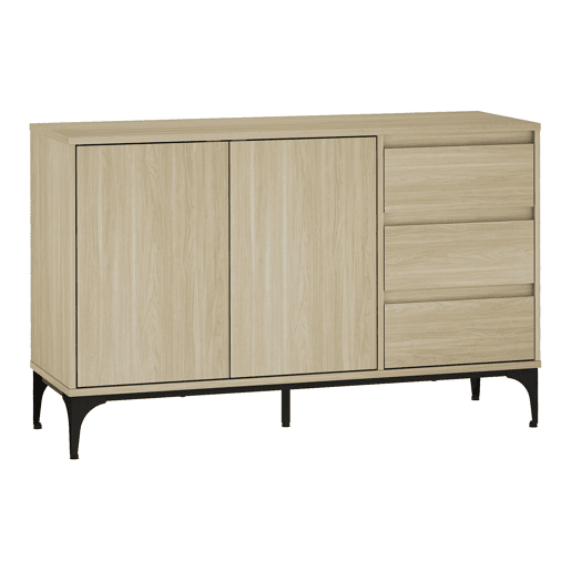 Aparador Kistiandi com 3 gavetas 77x120x40 cm - Efeito carvalho, claro en.casa