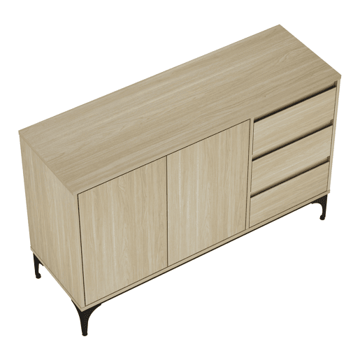 Aparador Kistiandi com 3 gavetas 77x120x40 cm - Efeito carvalho, claro en.casa