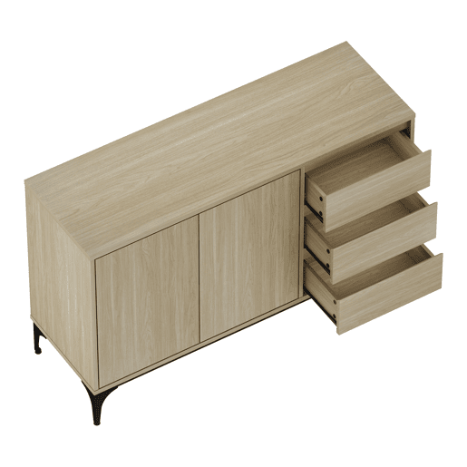 Aparador Kistiandi com 3 gavetas 77x120x40 cm - Efeito carvalho, claro en.casa