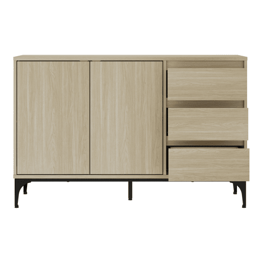 Aparador Kistiandi com 3 gavetas 77x120x40 cm - Efeito carvalho, claro en.casa