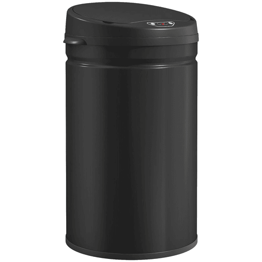 HOMCOM Balde de Lixo de Cozinha Automático 30 L Caixote de Cozinha em Aço Inoxidável Sensor Infravermelhos Fecho Automático Anti-Impressões Digitais para Quarto Escritório 32x30,5x51 cm Preto