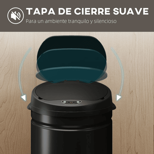 HOMCOM Balde de Lixo de Cozinha Automático 30 L Caixote de Cozinha em Aço Inoxidável Sensor Infravermelhos Fecho Automático Anti-Impressões Digitais para Quarto Escritório 32x30,5x51 cm Preto
