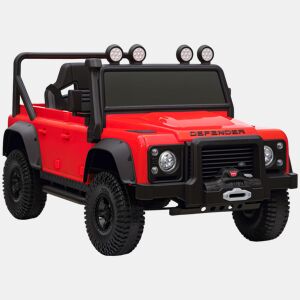 AIYAPLAY Carro Elétrico para Crianças com Licença Land Rover 12V Carro a Bateria Infantil com Controlo Remoto Sistema de Suspensão USB MP3 Velocidade Ajustável Faróis 115x61x61 cm Vermelho