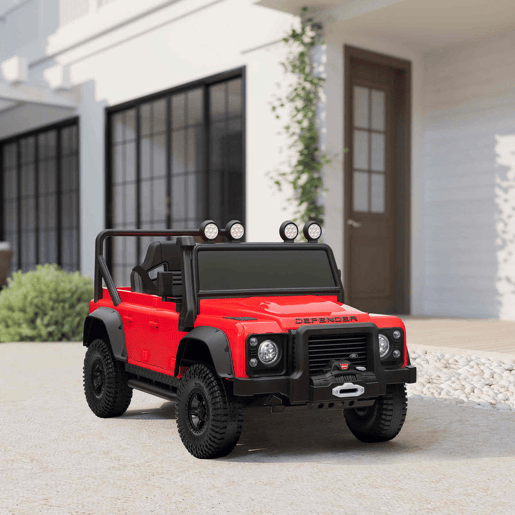 AIYAPLAY Carro Elétrico para Crianças com Licença Land Rover 12V Carro a Bateria Infantil com Controlo Remoto Sistema de Suspensão USB MP3 Velocidade Ajustável Faróis 115x61x61 cm Vermelho