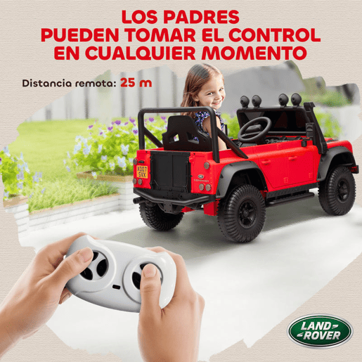 AIYAPLAY Carro Elétrico para Crianças com Licença Land Rover 12V Carro a Bateria Infantil com Controlo Remoto Sistema de Suspensão USB MP3 Velocidade Ajustável Faróis 115x61x61 cm Vermelho
