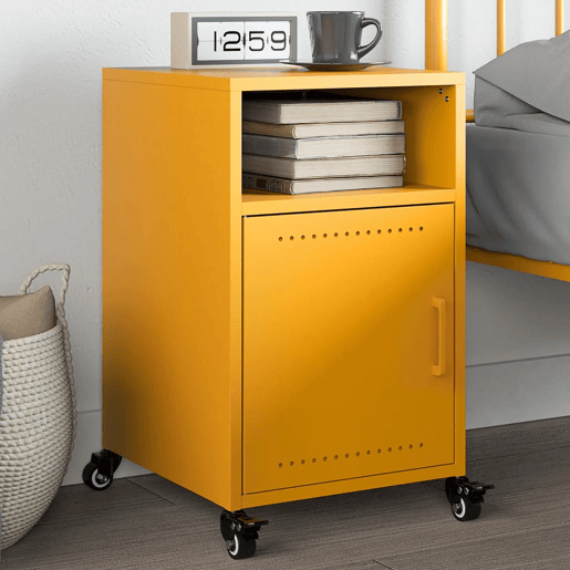 Mesa De Cabeceira - Mesinha De Cabeceira 36x39x59 cm aço amarelo mostarda