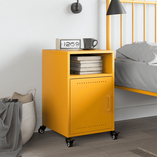 Mesa De Cabeceira - Mesinha De Cabeceira 36x39x59 cm aço amarelo mostarda