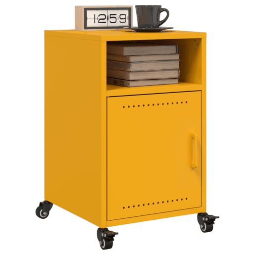 Mesa De Cabeceira - Mesinha De Cabeceira 36x39x59 cm aço amarelo mostarda