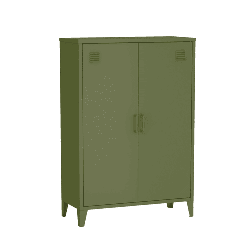 Cômodaarmário industrial metal 2 portas, Soho, Verde caqui, 33x75x110 cm