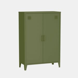 Cômodaarmário industrial metal 2 portas, Soho, Verde caqui, 33x75x110 cm