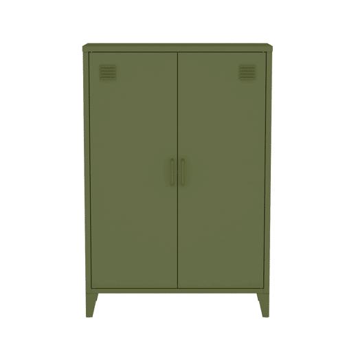 Cômodaarmário industrial metal 2 portas, Soho, Verde caqui, 33x75x110 cm