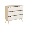 Cômoda infantil efeito madeira 3 gavetas Branco - 80x30x79 cm