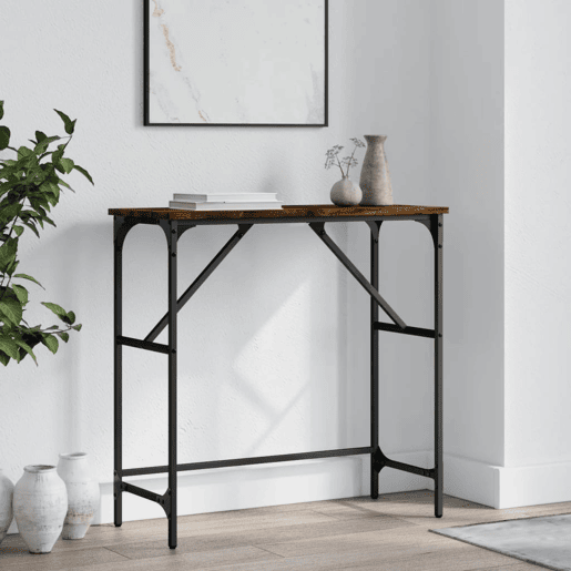 Mesa Consola - Mesa De Entrada 75x32x75 cm derivados de madeira carvalho fumado