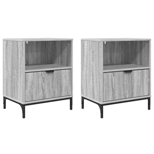 Lote de 2 Mesa De Cabeceira Mesinha De Cabeceira - Sonoma cinzento 49 x 36 x 61 cm