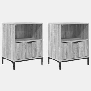 Lote de 2 Mesa De Cabeceira Mesinha De Cabeceira - Sonoma cinzento 49 x 36 x 61 cm