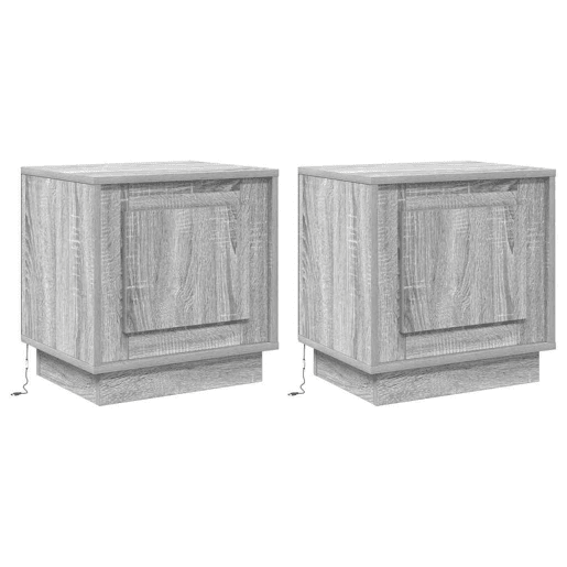 Lote de 2 Mesa De Cabeceira - Mesinha De Cabeceira Cinzeto 44 x 34.5 x 45 cm