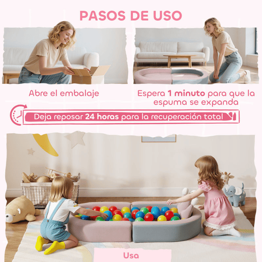 AIYAPLAY Sofá Infantil Convertível Sofá para Crianças com Almofada em Forma de Coroa Dobrável em Cama e Zona de Brincadeiras Estofado em Veludo Suave para Crianças dos 18 aos 36 Meses Rosa e Azul Acinzentado