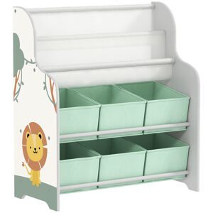 AIYAPLAY Estante Infantil para Brinquedos com 6 Caixas de Tecido Não Tecido Organizador de Brinquedos com 2 Prateleiras para Quarto Infantil Sala de Brincar Escola Infantil 63x30x71 cm Verde