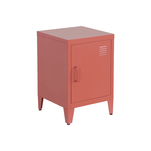 Mesa de cabeceira industrial 1 porta, Soho, Terracota, 38x38x57 cm