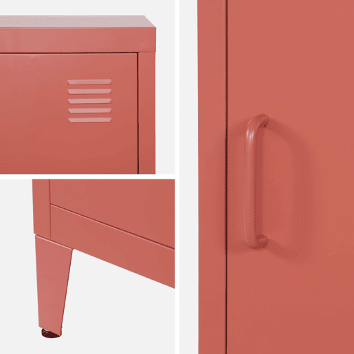 Mesa de cabeceira industrial 1 porta, Soho, Terracota, 38x38x57 cm