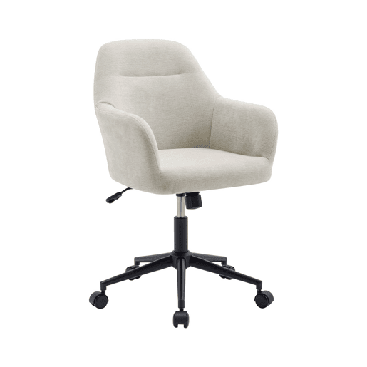 Cadeira de escritório com rodas ajustável de metal e tecido, Stan, Beige, 57x57x94.5 cm