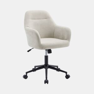 Cadeira de escritório com rodas ajustável de metal e tecido, Stan, Beige, 57x57x94.5 cm