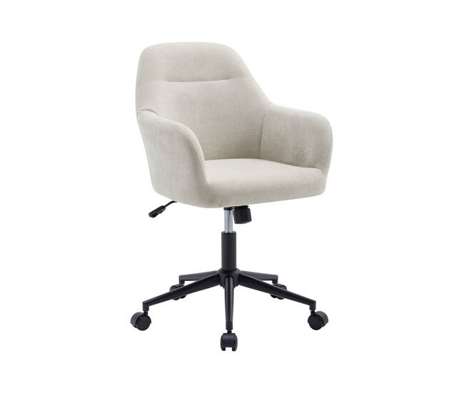 Silla de oficina con ruedas ajustable metal y tela beige - 57x57x94.5 cm