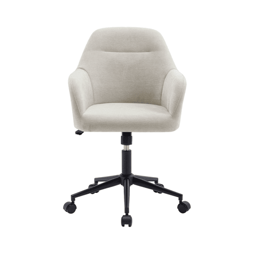 Cadeira de escritório com rodas ajustável de metal e tecido, Stan, Beige, 57x57x94.5 cm