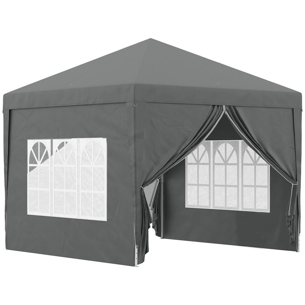 Outsunny carpa plegable pop-up gazebo 3x3 m cenador plegable con 4 paredes laterales anti-uv y bolsa de transporte para camping fiestas gris