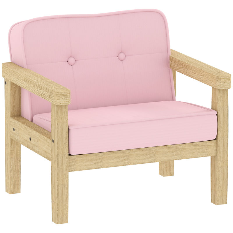 Aiyaplay sillón infantil, sofá para niños de +3 años, con tejido suave de pana, estructura de madera, asiento y respaldo acolchado, reposabrazos, carga 45 kg, 46,5x44x45 cm, rosa