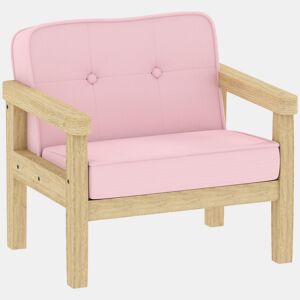 AIYAPLAY Poltrona Infantil Sofá para Crianças acima de 3 Anos com Tecido Suave de Veludo Cotelê Estrutura de Madeira Assento e Encosto Acolchoados Apoio de Braços Suporta 45 kg 46,5x44x45 cm Rosa