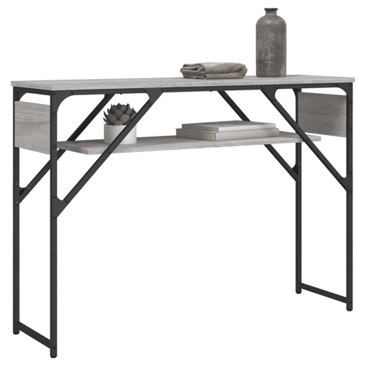 Mesa Consola - Mesa De Entrada c prateleira derivados de madeira cinzento sonoma