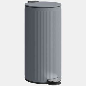 HOMCOM Balde do Lixo para Cozinha com Pedal 30L Cubo de Lixo Metálico com Tampa de Fecho Suave e Balde Removível para Quarto Escritório Estúdio e Sala 36x30x60,5 cm Cinza Escuro