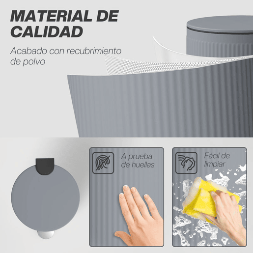 HOMCOM Balde do Lixo para Cozinha com Pedal 30L Cubo de Lixo Metálico com Tampa de Fecho Suave e Balde Removível para Quarto Escritório Estúdio e Sala 36x30x60,5 cm Cinza Escuro